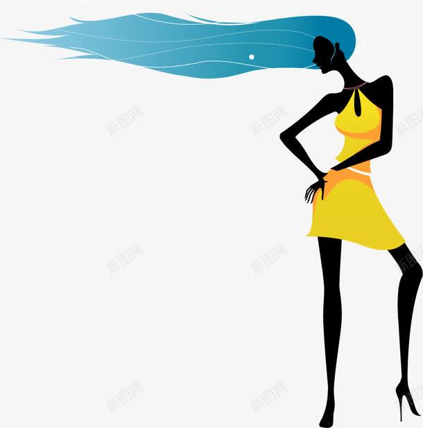 手绘长发美女png免抠素材_新图网 https://ixintu.com 手绘 时尚 美女 长发