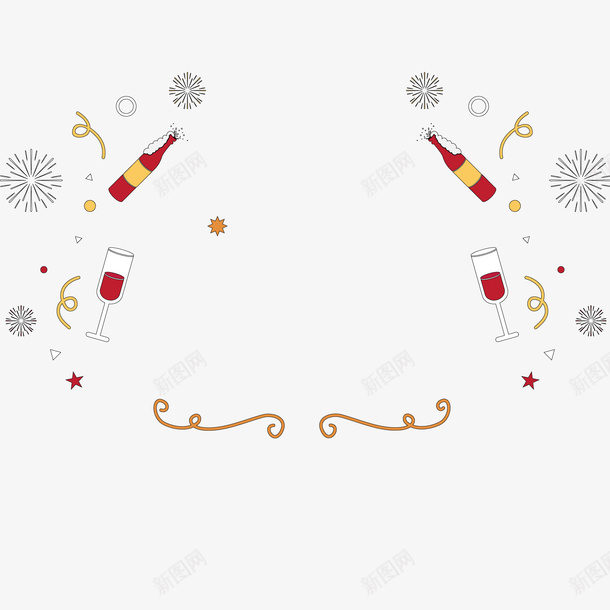 卡通创意手绘新年海报装饰矢量图ai免抠素材_新图网 https://ixintu.com 创意 卡通 手绘 新年海报 海报边框 装饰边框 矢量图