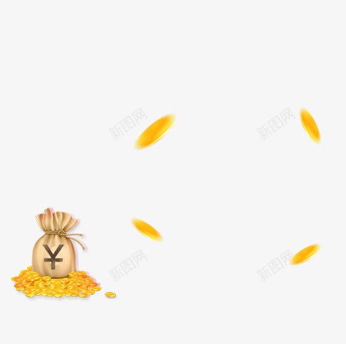 钱袋金币漂浮装饰png免抠素材_新图网 https://ixintu.com 漂浮 装饰 金币 钱袋