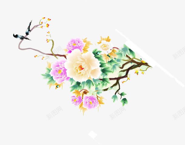 中秋节手绘花朵树叶包装png免抠素材_新图网 https://ixintu.com 中秋节 包装 树叶 花朵