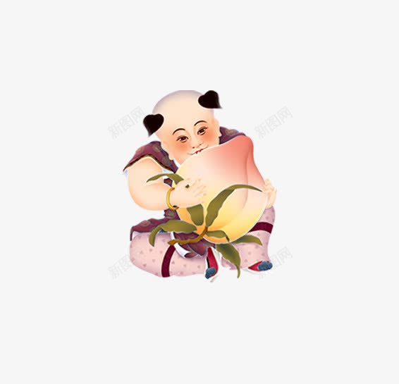 卡通福娃png免抠素材_新图网 https://ixintu.com 桃子 福娃 贺寿