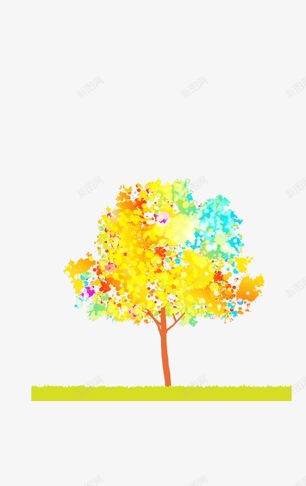 炫彩手绘树木矢量图eps免抠素材_新图网 https://ixintu.com 卡通 手绘 树木 炫彩 矢量图