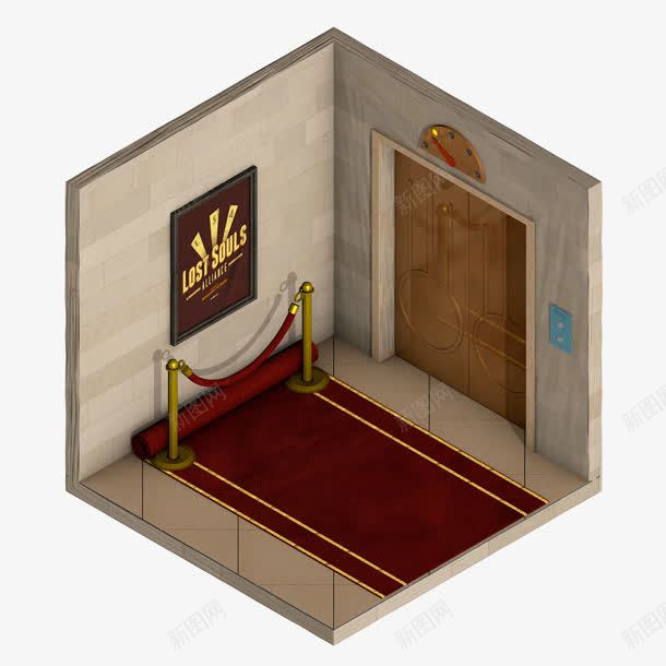 棕色手绘酒店场景png免抠素材_新图网 https://ixintu.com 场景 棕色 酒店