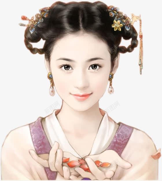 花瓣白衣清纯女子png免抠素材_新图网 https://ixintu.com 女子 清纯 白衣 花瓣