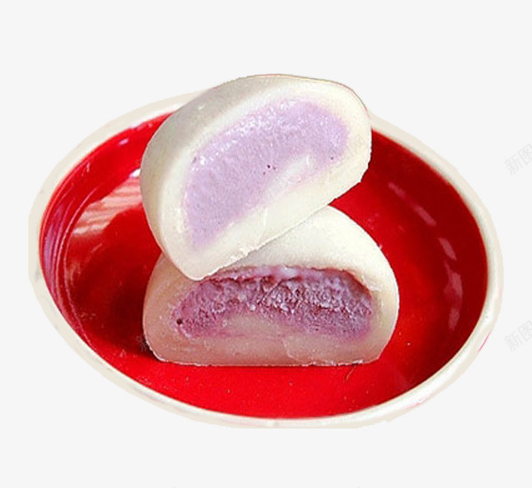 香芋馅的麻薯png免抠素材_新图网 https://ixintu.com 冰皮薯球 紫薯球 紫薯馅 薯球 香糯 香芋 麻薯
