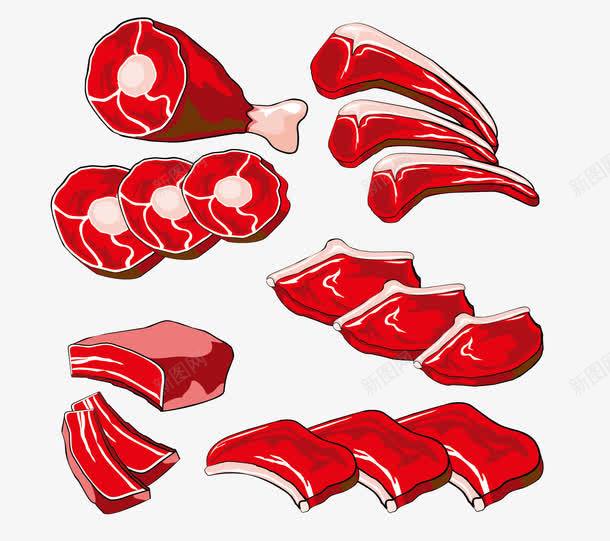 鸡腿肉食矢量图eps免抠素材_新图网 https://ixintu.com 卡通 火腿 牛排 肉食 鸡腿 矢量图