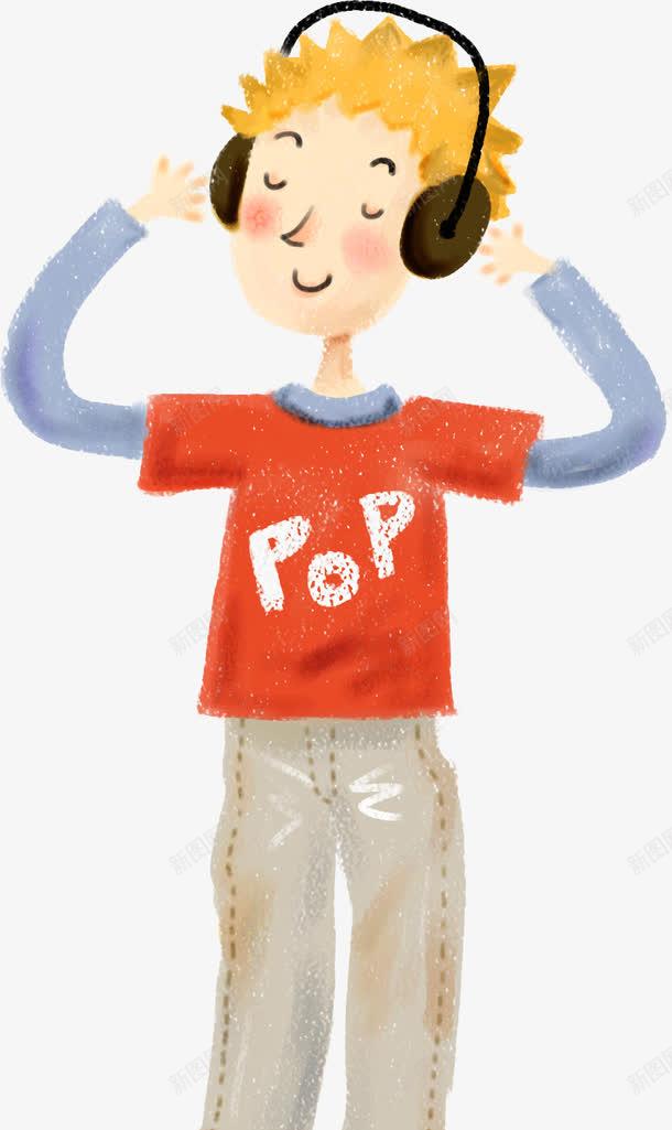 手绘时尚听音乐男孩png免抠素材_新图网 https://ixintu.com 时尚 男孩 音乐