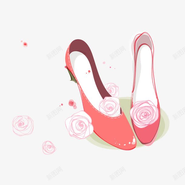 女鞋与花卉png免抠素材_新图网 https://ixintu.com 女鞋 时尚 时尚花纹 花卉 花朵 花纹背景 花纹花边 花边花角