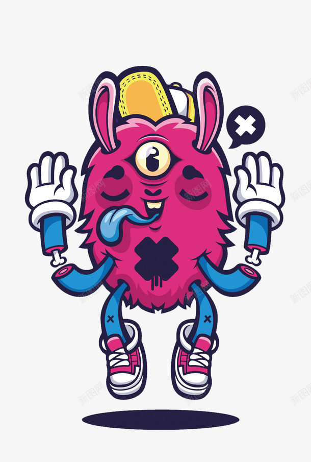 三眼怪矢量图eps免抠素材_新图网 https://ixintu.com 三眼怪PNG矢量图 三眼怪免扣PNG图 卡通手绘 矢量三眼怪 粉色 街头风 矢量图