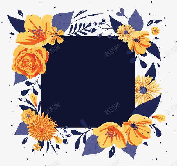黄色浪漫春花边框png免抠素材_新图网 https://ixintu.com 春天 春花 春花边框 浪漫春花 矢量png 黄色春花