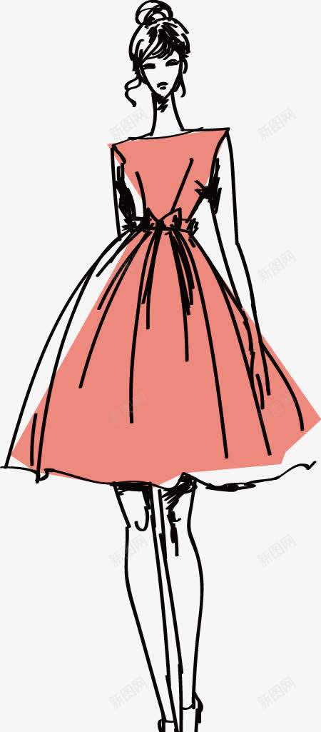 手绘模特矢量图ai免抠素材_新图网 https://ixintu.com 手绘 服装设计 模特 矢量图