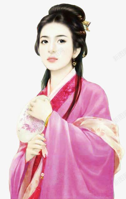 古扇粉衣忧郁女子png免抠素材_新图网 https://ixintu.com 女子 忧郁