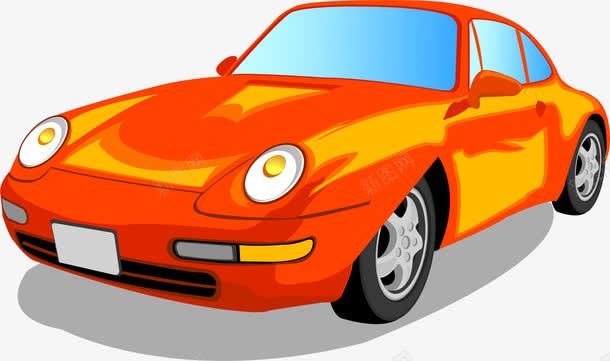 手绘小轿车png免抠素材_新图网 https://ixintu.com 小轿车 手绘 橙色