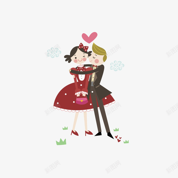 手绘唯美恋人png免抠素材_新图网 https://ixintu.com 人物 唯美 恋爱 手绘 插画 海报 爱情 简约