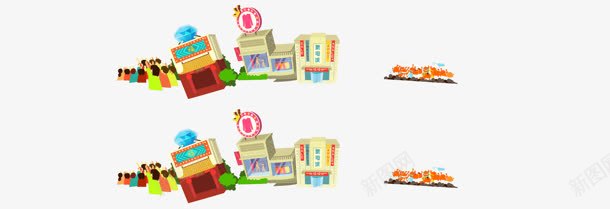 卡通排队的城市海报背景png免抠素材_新图网 https://ixintu.com 卡通 城市 排队 海报 背景