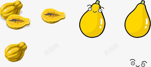 手绘木瓜png免抠素材_新图网 https://ixintu.com 手绘 木瓜 黄色