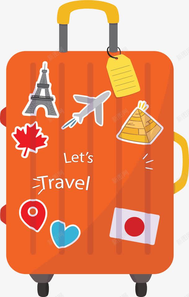 橘黄色旅游贴纸行李箱矢量图ai免抠素材_新图网 https://ixintu.com 旅游季 旅游行李 矢量png 行李箱 贴纸 贴纸行李箱 矢量图