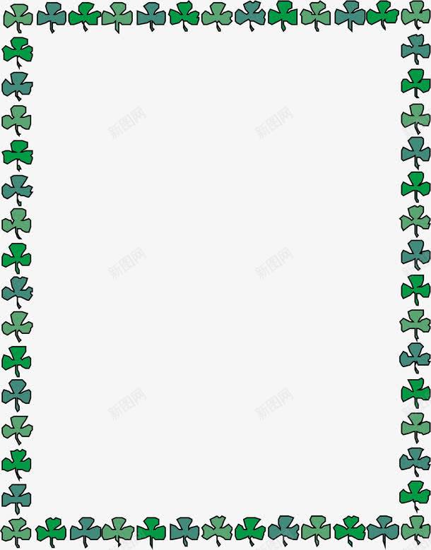 绿色三叶草花边边框png免抠素材_新图网 https://ixintu.com 三叶草 绿色边框 花边 花边边框