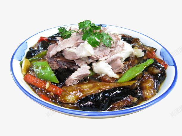 手撕肉烧茄子png免抠素材_新图网 https://ixintu.com 家常菜 红椒 美食 肉 茄子 青椒 餐饮 香菜