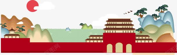 手绘古典城楼png免抠素材_新图网 https://ixintu.com 古典城楼 建筑 手绘