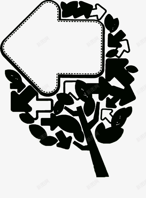 黑色箭头树剪影png免抠素材_新图网 https://ixintu.com 剪影 树 装饰 黑色