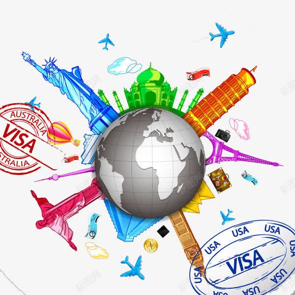 彩绘环球旅行背景png免抠素材_新图网 https://ixintu.com 基督像 字塔 彩绘 彩绘环球旅行背景矢量免费下载 斗兽场 泰姬陵 环球 飞机