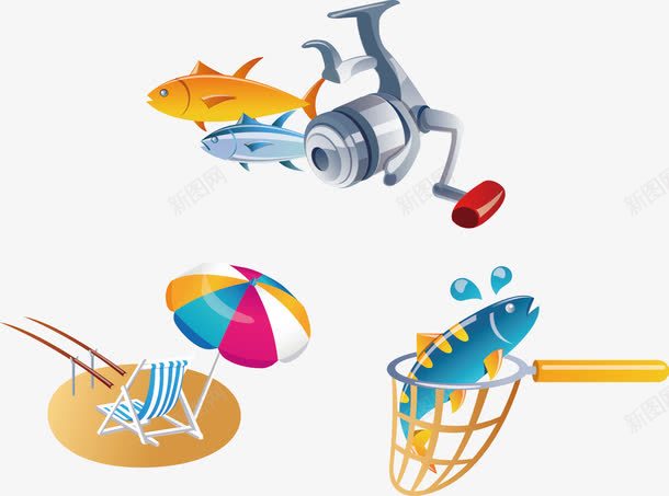 手绘钓鱼工具矢量图ai免抠素材_新图网 https://ixintu.com 工具 矢量素材 素材 钓鱼 矢量图