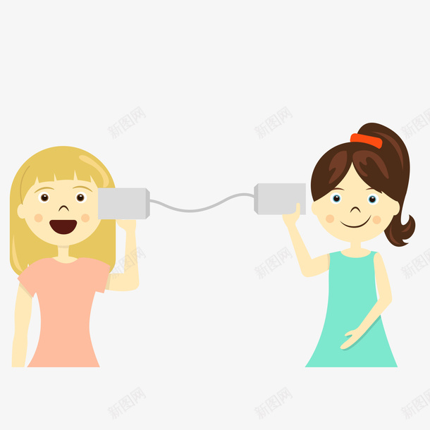 纸杯通话的女孩们png免抠素材_新图网 https://ixintu.com 卡通 声波传输 女孩 彩色 手绘 纸杯 试验 通信 通话