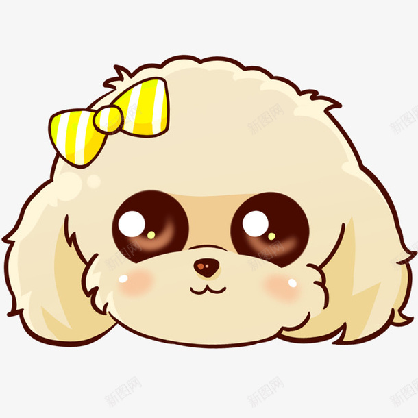 卡通小狗png免抠素材_新图网 https://ixintu.com 卡通 可爱 小狗 手绘 水彩 蝴蝶结 装饰 黄色