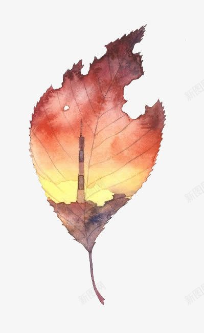 水彩树叶艺术建筑风景画元素png免抠素材_新图网 https://ixintu.com 元素 建筑风景画 树叶艺术 水彩 水彩树叶艺术建筑风景画元素