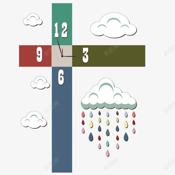 时钟和云png免抠素材_新图网 https://ixintu.com 云 时钟 雨