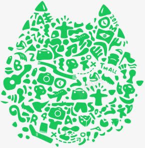 绿色猫头形卡通图png免抠素材_新图网 https://ixintu.com 卡通 猫头 绿色
