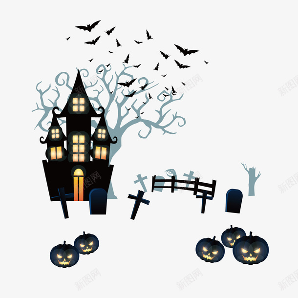 万圣节卡通剪影创意矢量图ai免抠素材_新图网 https://ixintu.com 创意 创意卡通 剪影 卡通矢量 矢量创意 矢量剪影 矢量卡通 矢量图