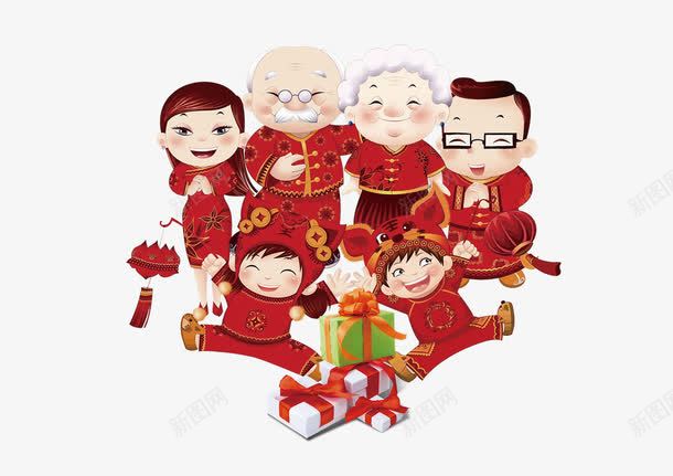 卡通全家福psd免抠素材_新图网 https://ixintu.com 全家福 卡通 新年
