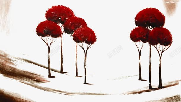 抽象的手绘油画psd免抠素材_新图网 https://ixintu.com 手绘 抽象 树 油画