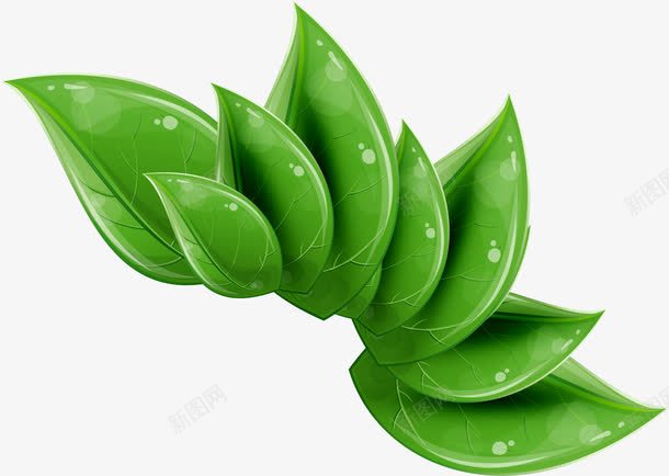 教师节手绘绿色树叶png免抠素材_新图网 https://ixintu.com 教师节 树叶 绿色