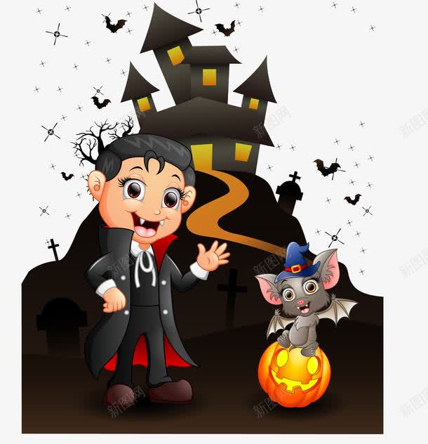 吸血鬼和蝙蝠片png免抠素材_新图网 https://ixintu.com 万圣节 万圣节素材 吸血鬼 图片 矢量图形 矢量图片 节日素材 蝙蝠