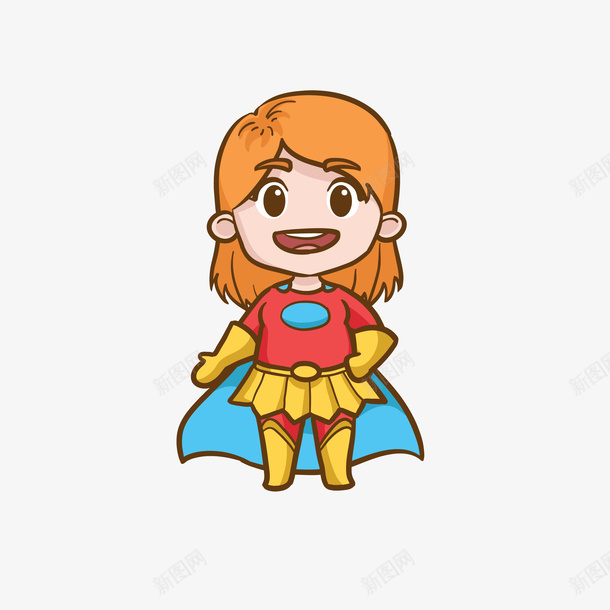 卡通正面的女超人矢量图eps免抠素材_新图网 https://ixintu.com 卡通 卡通超人 可爱 可爱超人 女性超人 超人 矢量图
