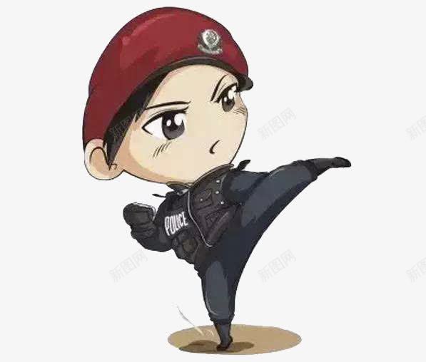练武功的特警png免抠素材_新图网 https://ixintu.com 功夫 武功 特警 踢腿