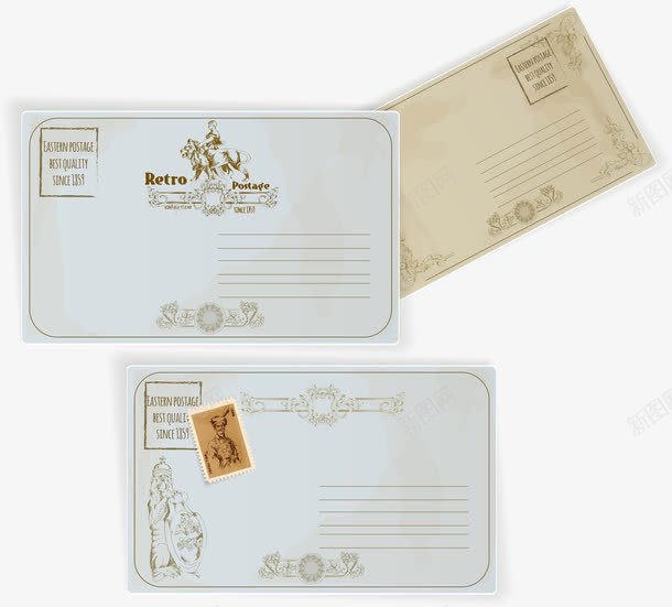 欧式复古邮票邮件矢量图ai免抠素材_新图网 https://ixintu.com 复古 欧式 邮件 邮票 矢量图