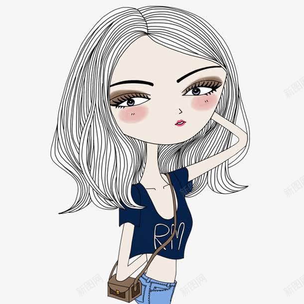 卡通白发女孩图标png_新图网 https://ixintu.com 卡通 图标 女孩 白发