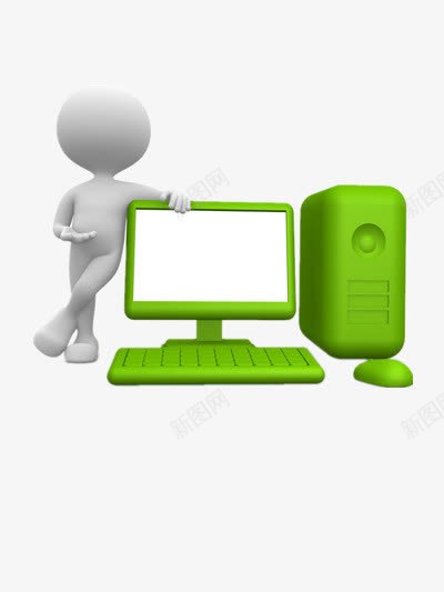 绿色卡通电脑png免抠素材_新图网 https://ixintu.com 卡通元素 卡通电脑 机器人 机器人科技 电脑素材 绿色元素