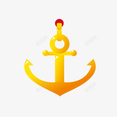 船锚装饰元素png免抠素材_新图网 https://ixintu.com 卡通 渐变 船锚 装饰 黄色