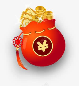 手绘红色箱包金币png免抠素材_新图网 https://ixintu.com 箱包 红色 金币