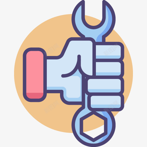 卡通手绘蓝色的扳手png免抠素材_新图网 https://ixintu.com 创意 动漫动画 卡通手绘 手掌 简约 蓝色的扳手