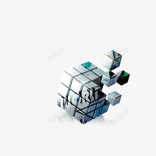 魔方科技感人物剪影png免抠素材_新图网 https://ixintu.com 商务装饰 科技感 魔方