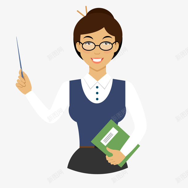 彩色扁平化教师上课元素矢量图ai免抠素材_新图网 https://ixintu.com 上课 书籍 彩色 扁平化 教室 教鞭 穿着 职业装 矢量图
