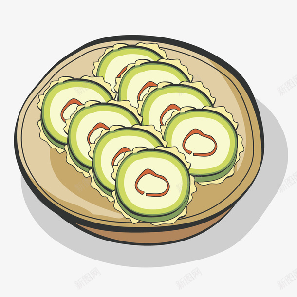 蔬菜寿司矢量图ai免抠素材_新图网 https://ixintu.com 寿司 手绘食物 美食 美食插画 蔬菜 食物 矢量图