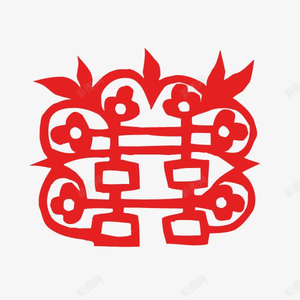 喜字双喜剪纸大红png免抠素材_新图网 https://ixintu.com 剪纸 双喜 喜字 大红