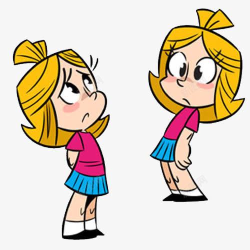 手绘卡通女孩蓝裙png免抠素材_新图网 https://ixintu.com png素材图片 夏季 女孩 粉短袖 蓝裙子